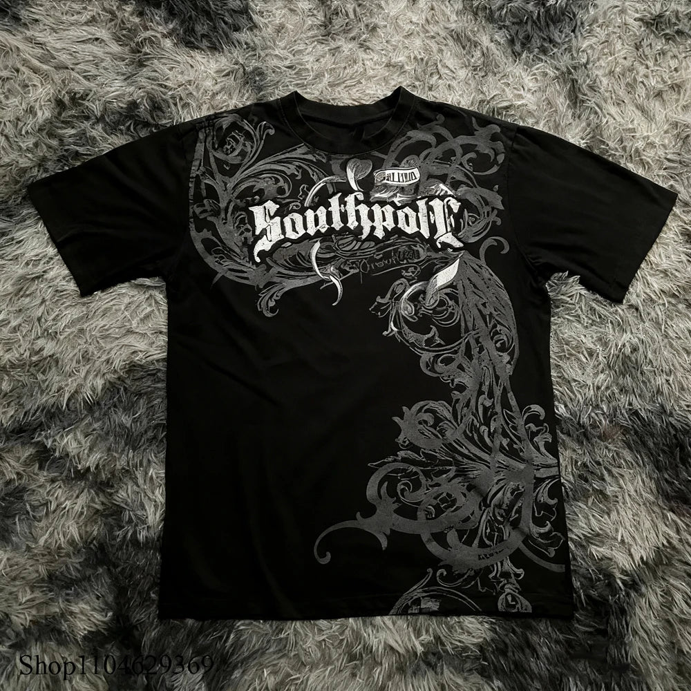 Y2K Gothic Oversized T-Shirt With Applique Detail