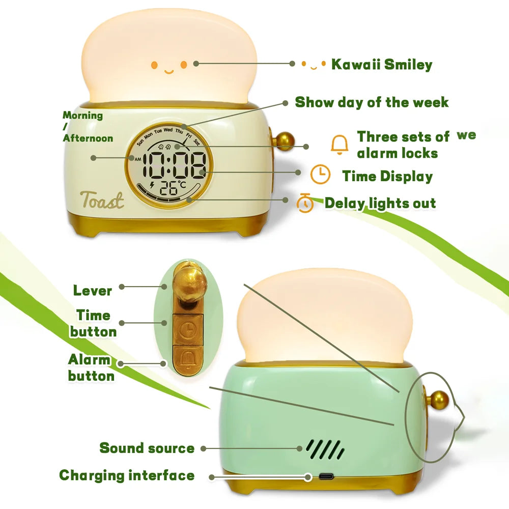 Kids Digital Alarm Clock With Dimmable LED Night Light