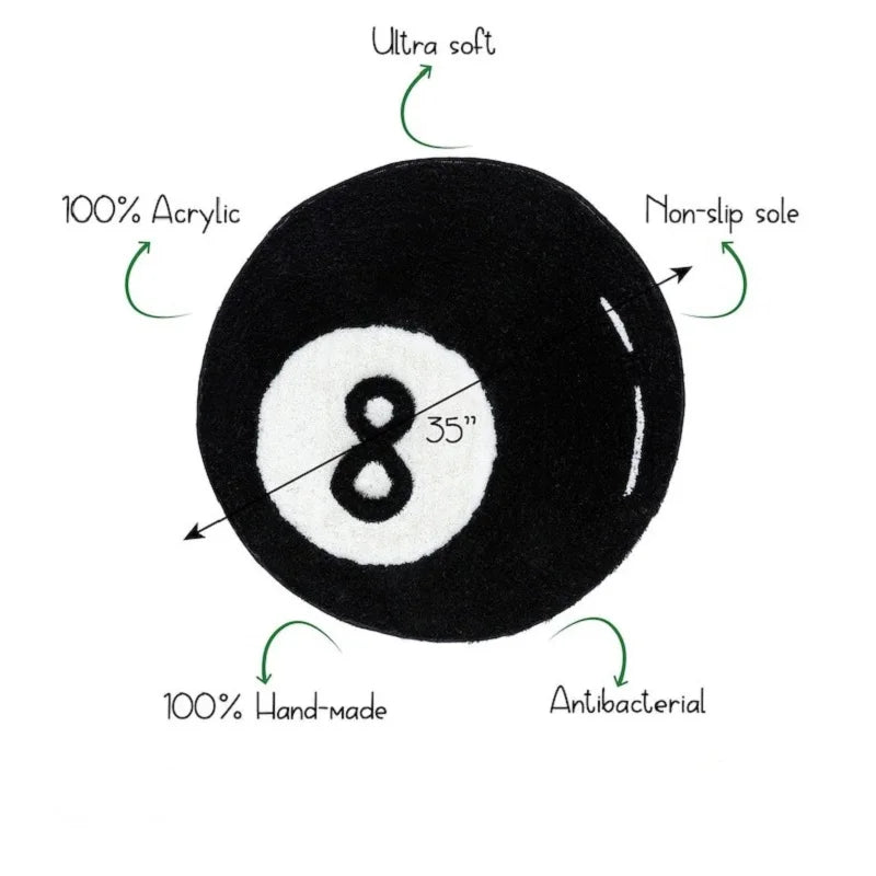 Halloween 8 Ball Round Rug – Soft Non-Slip Accent Mat