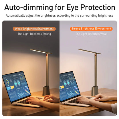 LED Desk Lamp With Auto Dimming – Eye-Caring, Foldable