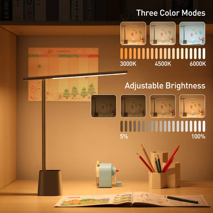 LED Desk Lamp With Auto Dimming – Eye-Caring, Foldable