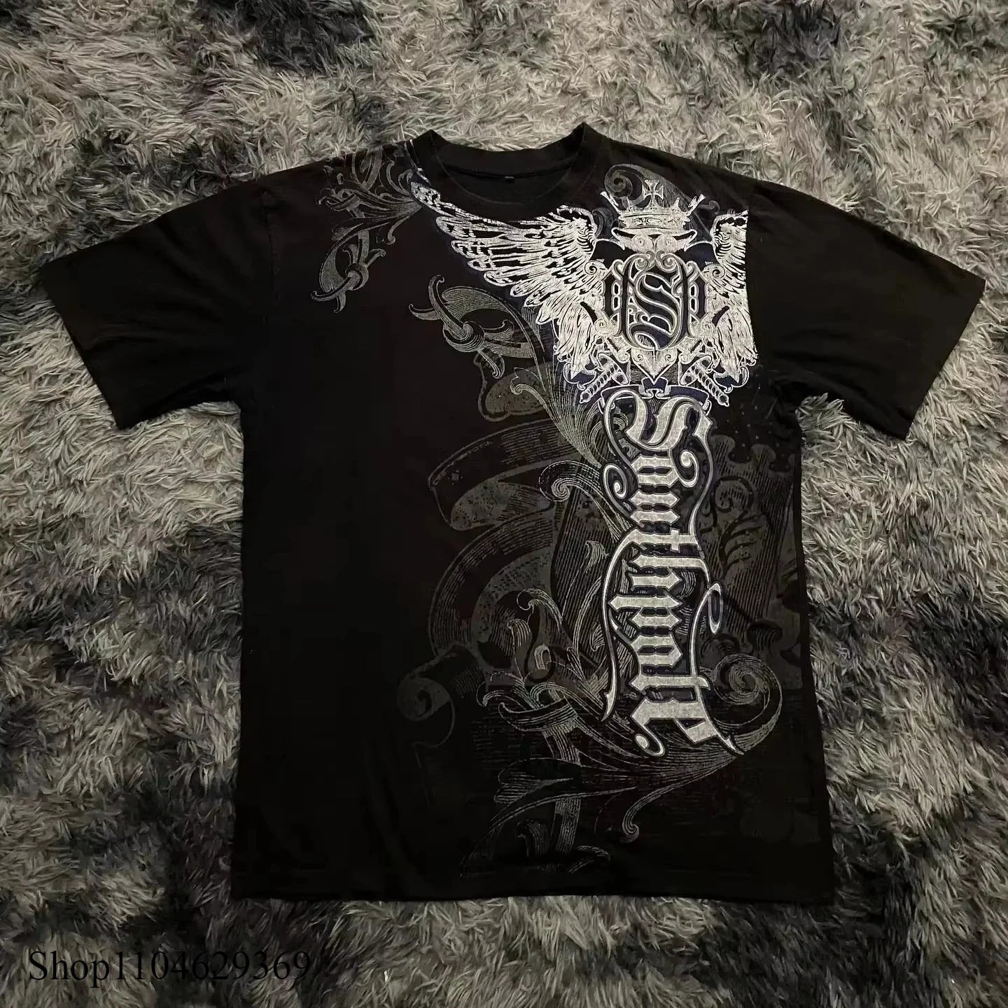 Y2K Gothic Graphic Oversized T-Shirt Cotton Blend Top