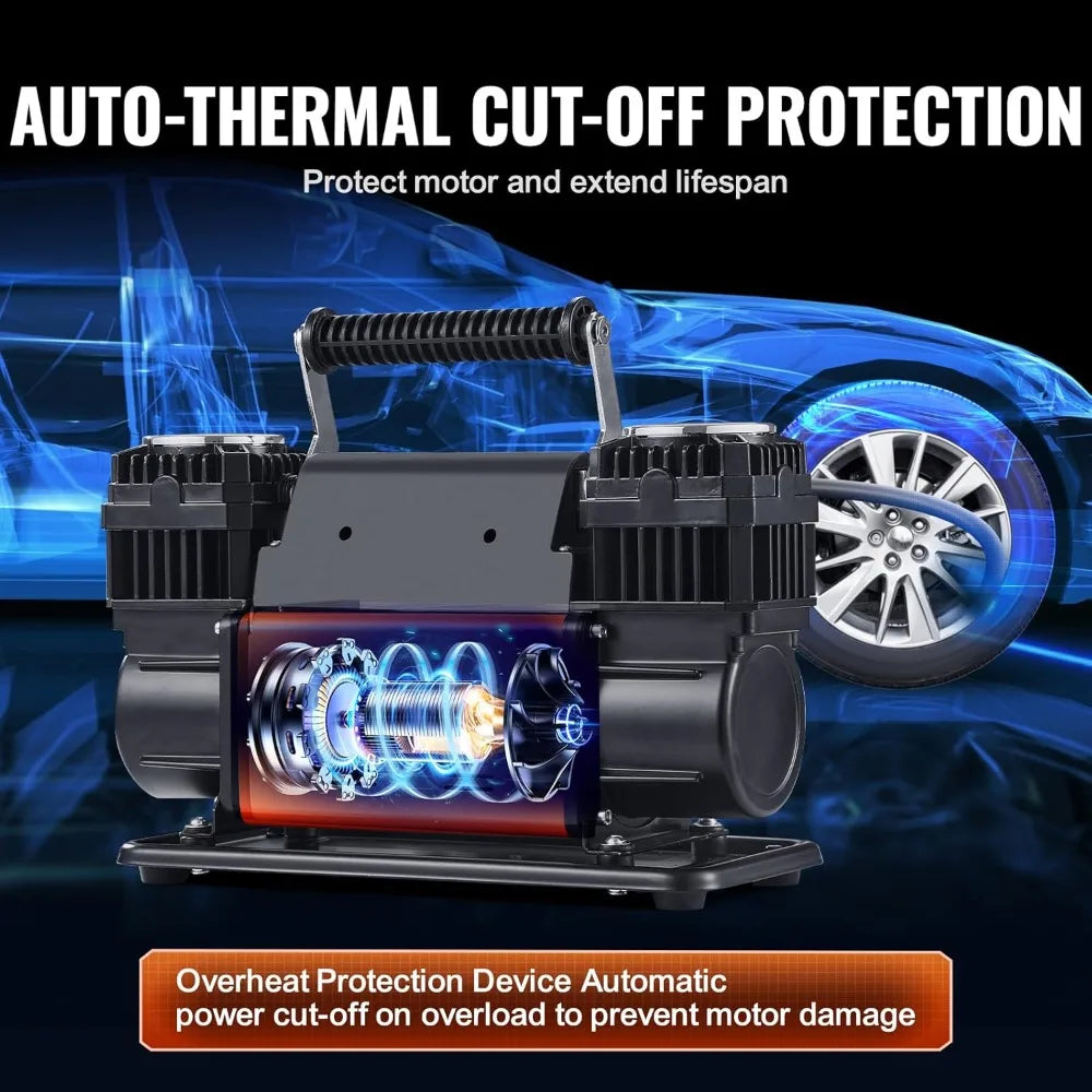 Heavy-Duty Dual-Cylinder Air Compressor Tire Inflator