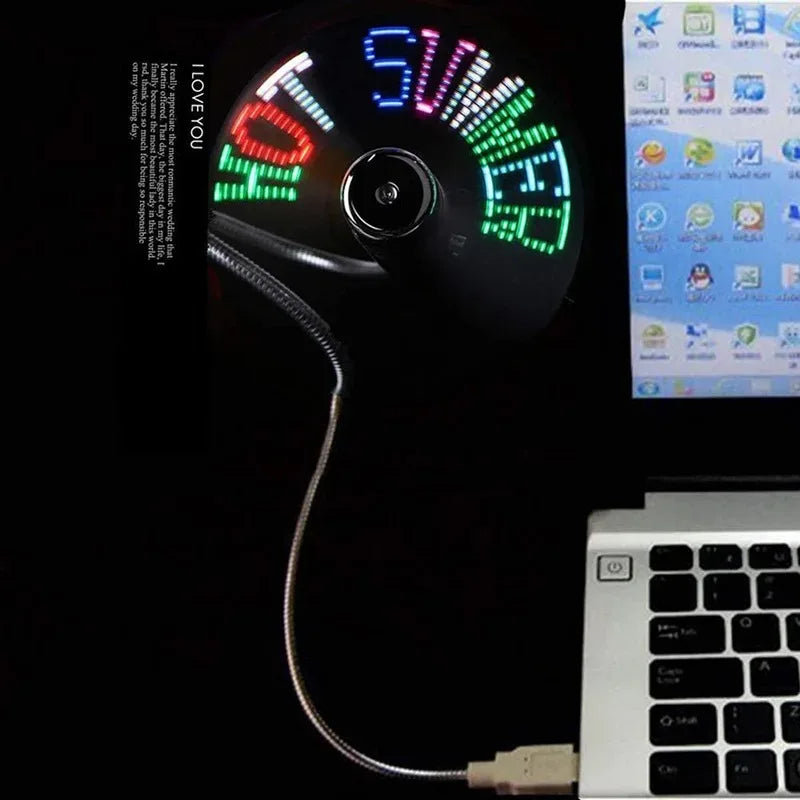 USB Programmable LED Message Fan With Flexible Neck