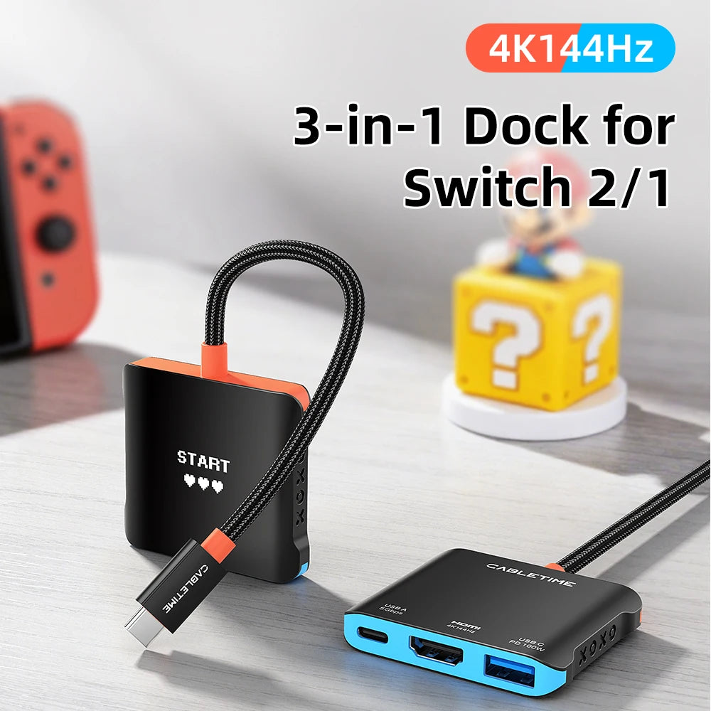 3-in-1 USB-C Gaming Hub Dock – 4K HDMI, PD 100W