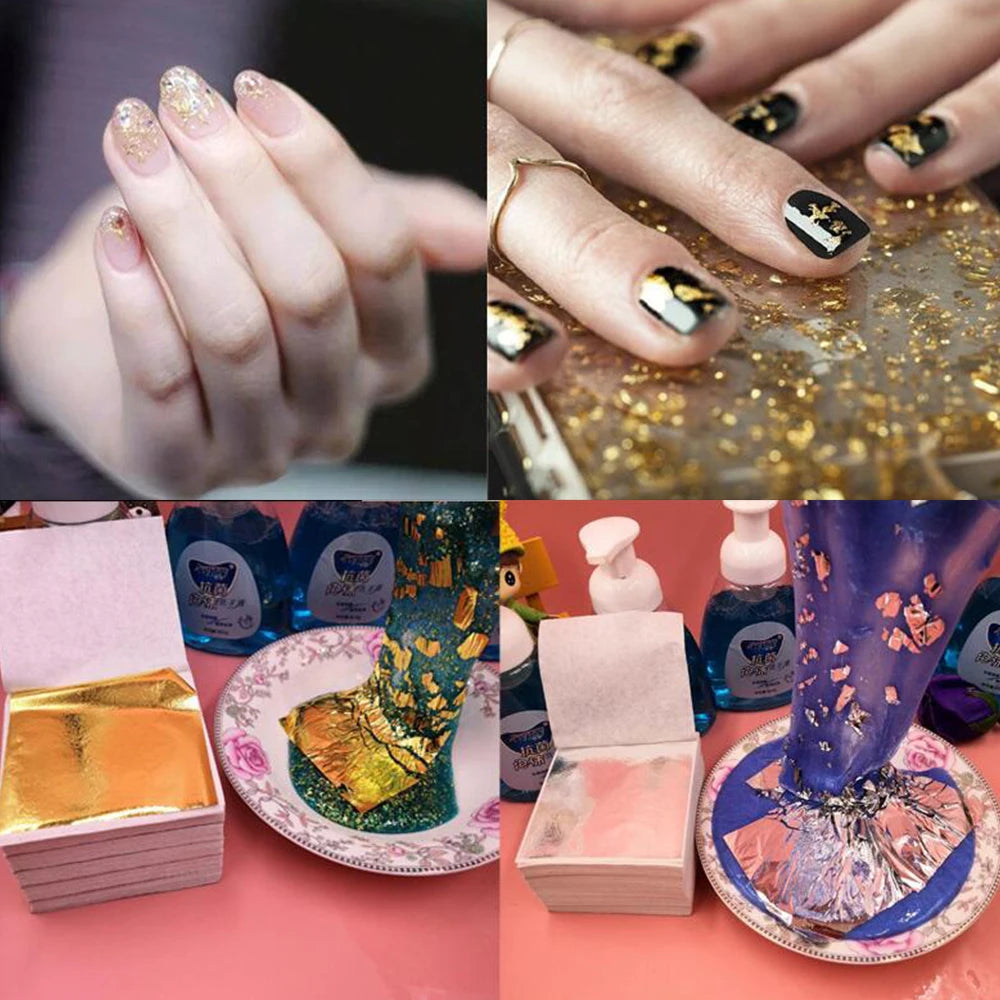 100-200sheets Imitation Gold Foil Paper Leaf Gilding DIY Epoxy Resin Mold Jewelry Making Filling Decorate Resin Crafts Tool