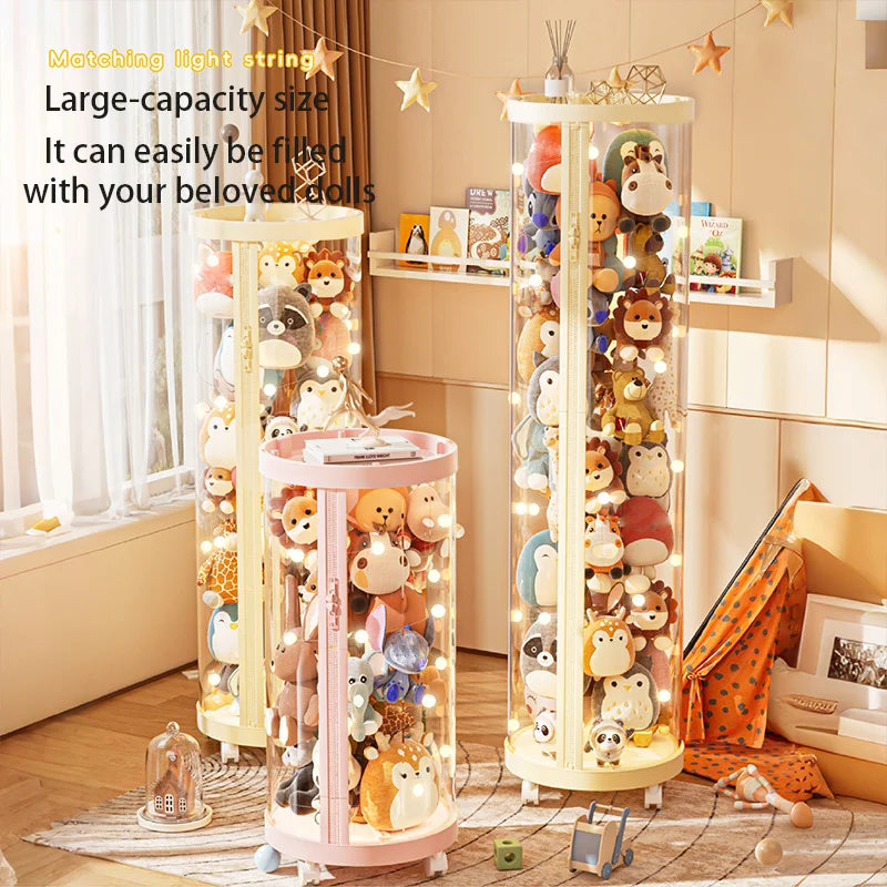 Transparent Doll Storage Tube Toy Organizer With Zipper