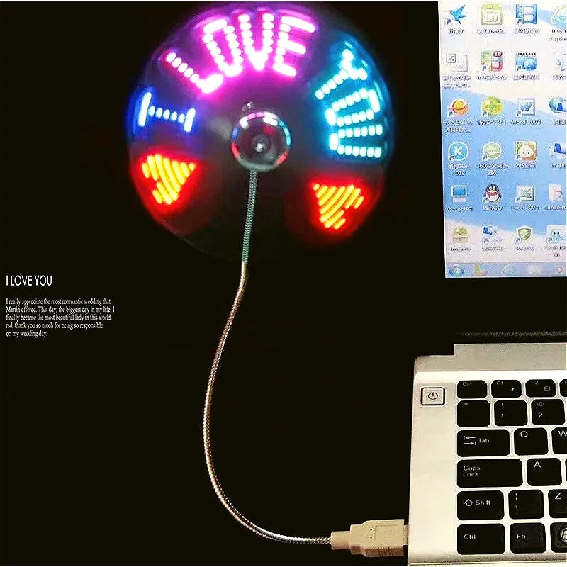 USB Programmable LED Message Fan With Flexible Neck