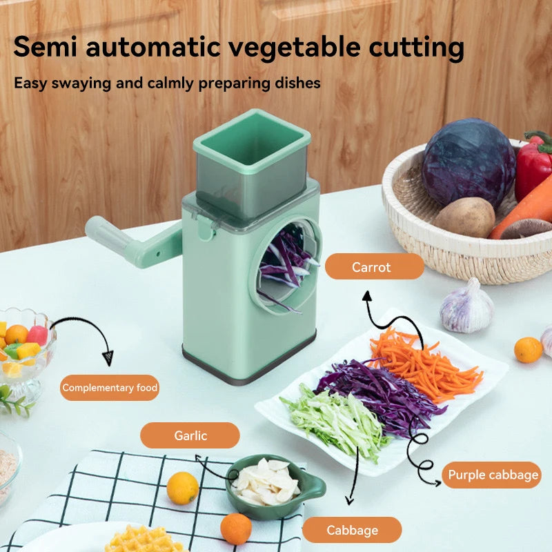 Manual Rotary Vegetable Slicer Grater 3-in-1 Kitchen Tool - 𝖁𝖎𝖛𝖆𝖈𝖊