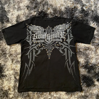 Y2K Gothic Graphic Oversized T-Shirt Cotton Blend Top