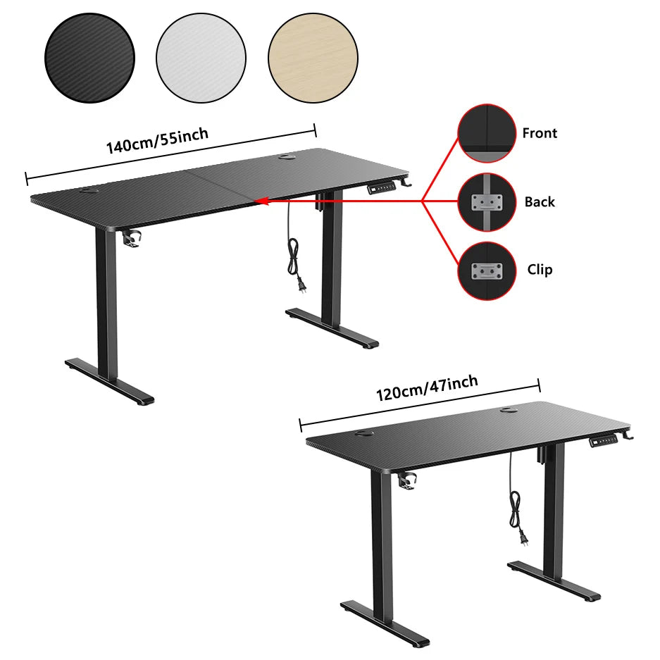 Electric Standing Desk Workstation With Cup & Headphone Hook