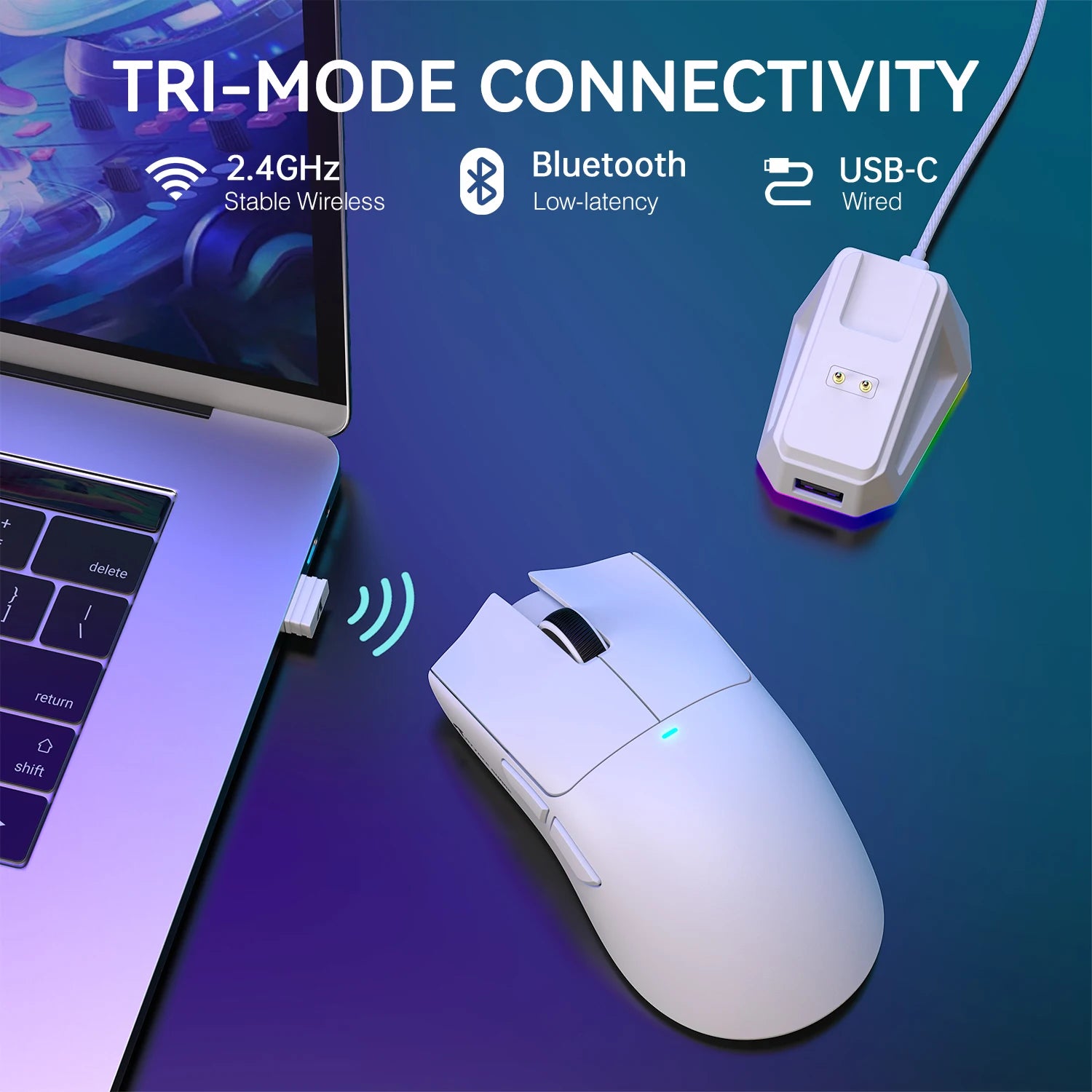 Lightweight Wireless Gaming Mouse with RGB Lighting
