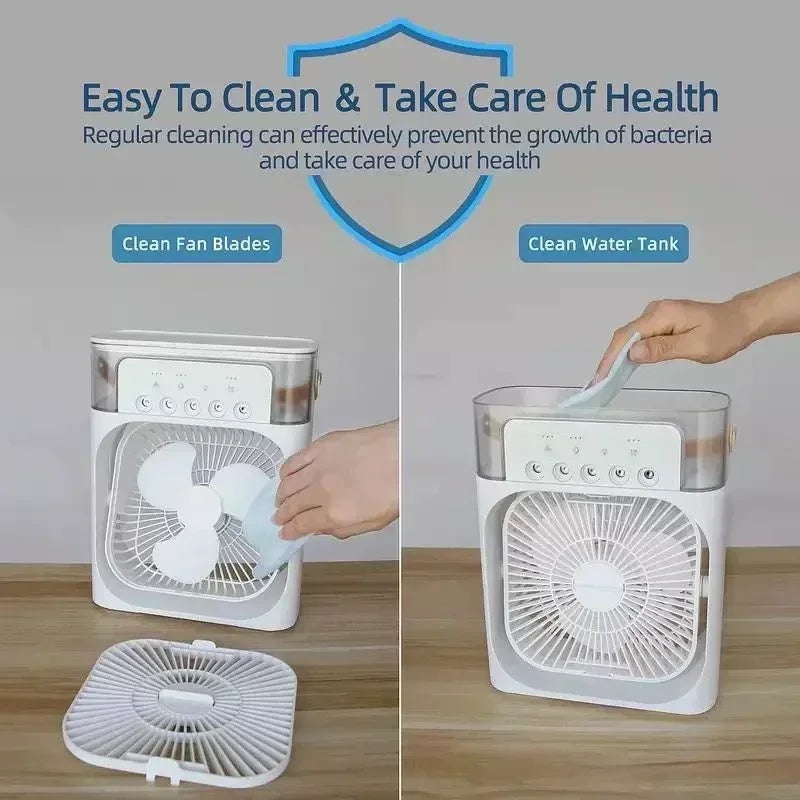 3-in-1 Portable Air Cooler Fan with Humidifier & LED Light - 𝖁𝖎𝖛𝖆𝖈𝖊