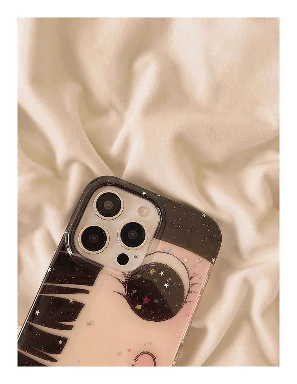 Cartoon Anime Shinning Eyes Cute Phone Case for IPhone 17 16 15 14 13 Pro Max Girl Glittering