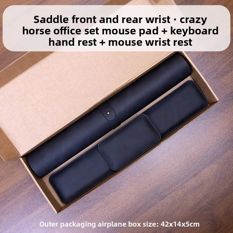 Waterproof PU Leather Desk Mat Set with Wrist Support