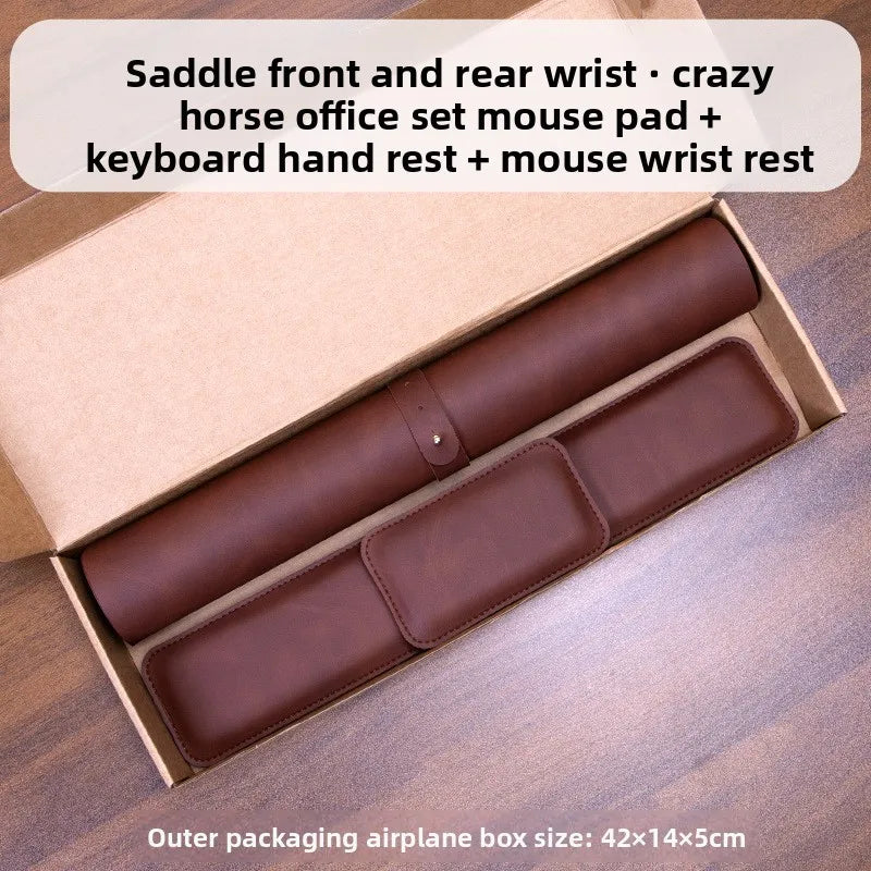 Waterproof PU Leather Desk Mat Set with Wrist Support