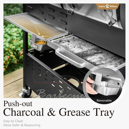 Dual Fuel Charcoal and Gas Grill Combo with Side Burner