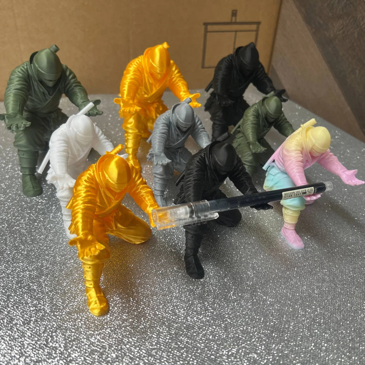 3D Ninja Pen Holder Desk Organizer Miniature Statue