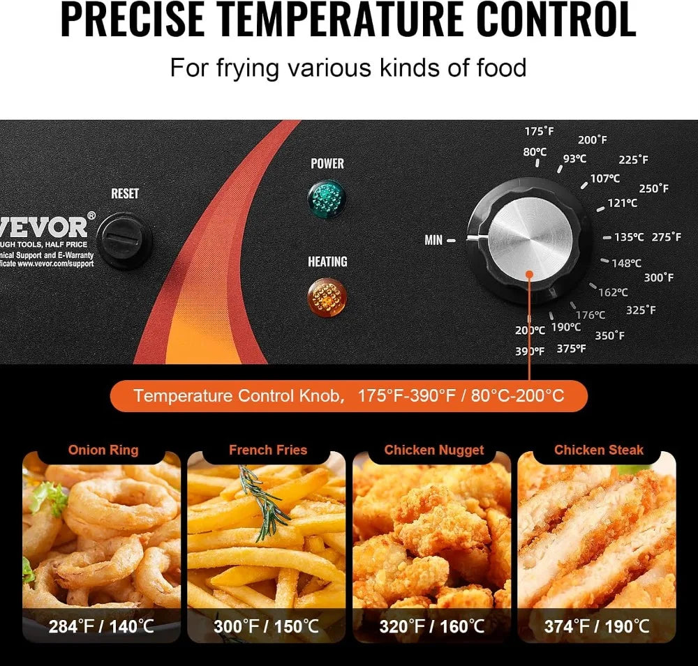 Commercial Electric Deep Fryer 11.5L – 1750W Countertop