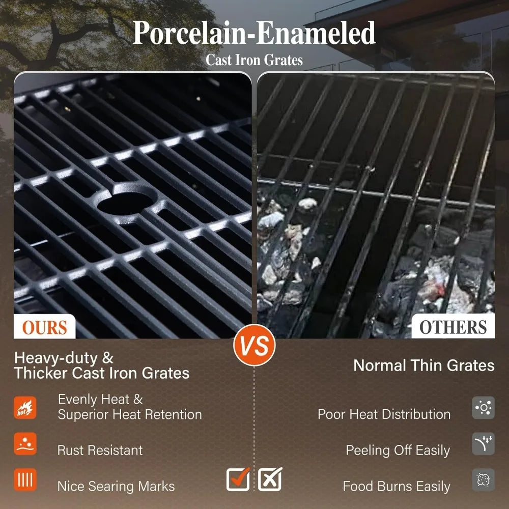 Dual Fuel Charcoal and Gas Grill Combo with Side Burner