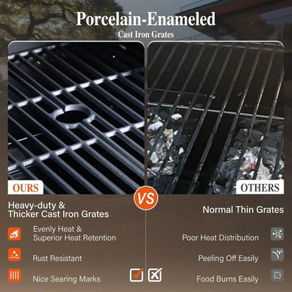 Dual Fuel Charcoal and Gas Grill Combo with Side Burner