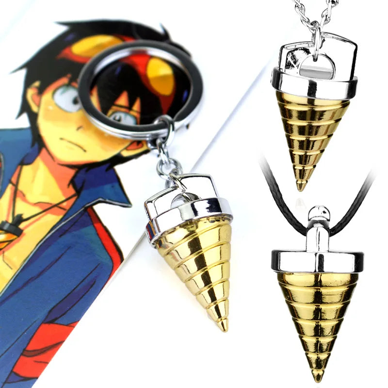 Anime Spiral Pendant Necklace And Keychain Set - 𝖁𝖎𝖛𝖆𝖈𝖊