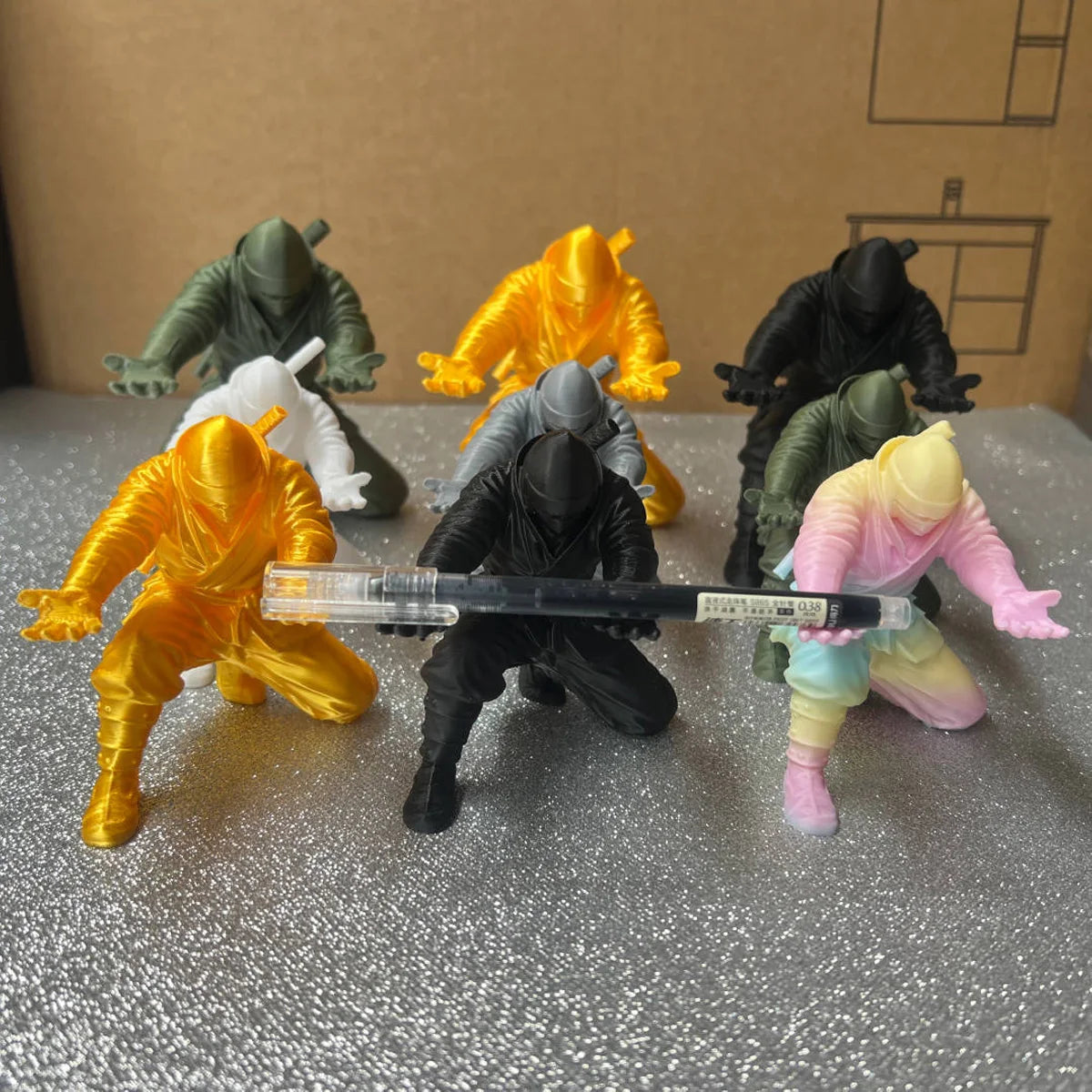 3D Ninja Pen Holder Desk Organizer Miniature Statue