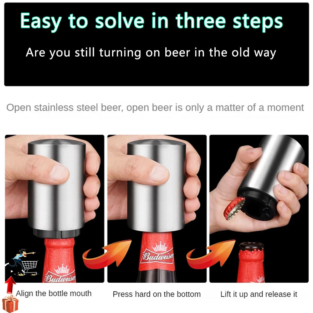 Automatic Stainless Steel Beer Bottle Opener With Magnet