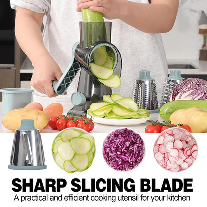 3-in-1 Rotary Cheese Grater Manual Vegetable Slicer - 𝖁𝖎𝖛𝖆𝖈𝖊