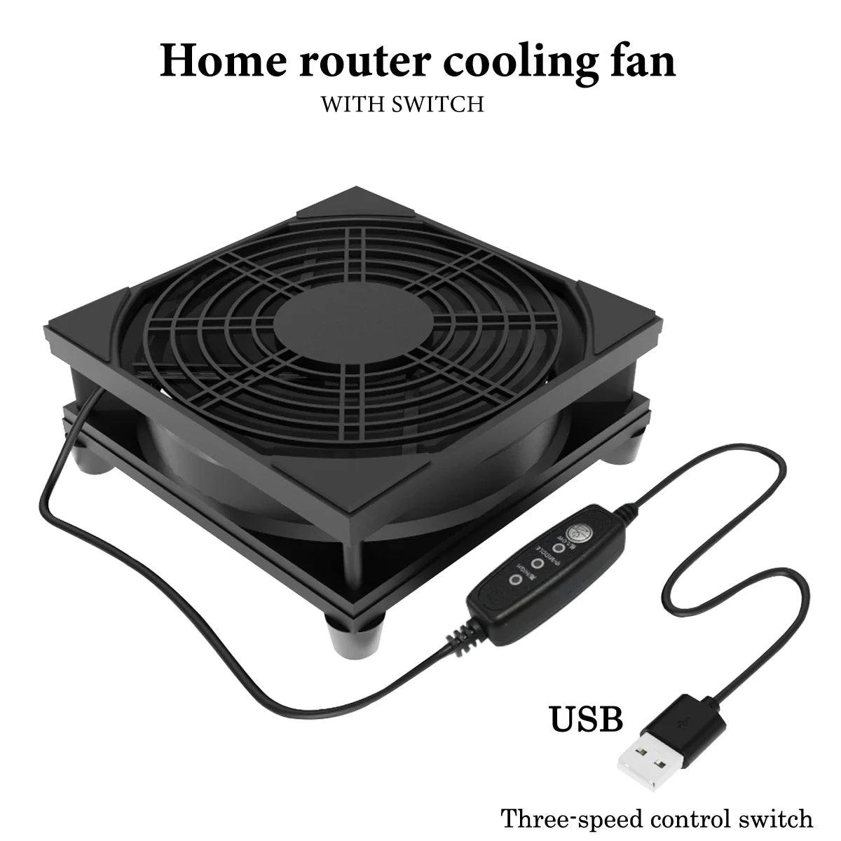 USB Desk Fan with 3-Speed Silent Cooling and Controller