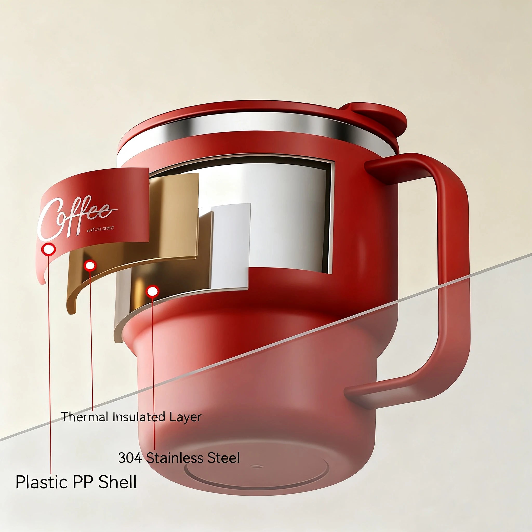 304 Stainless Steel Double Wall Insulated Coffee Mug - ๐๐๐๐๐๐