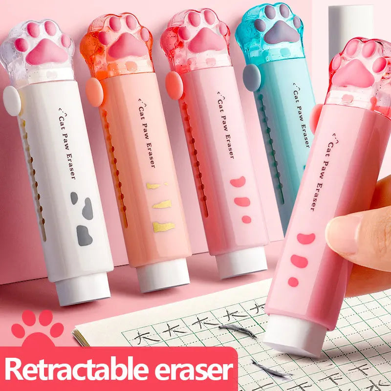 Cute Cat Retractable Eraser – Kawaii Pencil Rubber