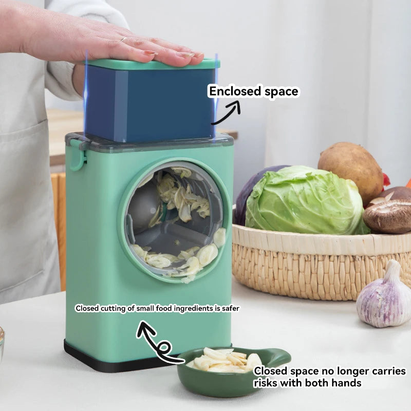Manual Rotary Vegetable Slicer Grater 3-in-1 Kitchen Tool - 𝖁𝖎𝖛𝖆𝖈𝖊
