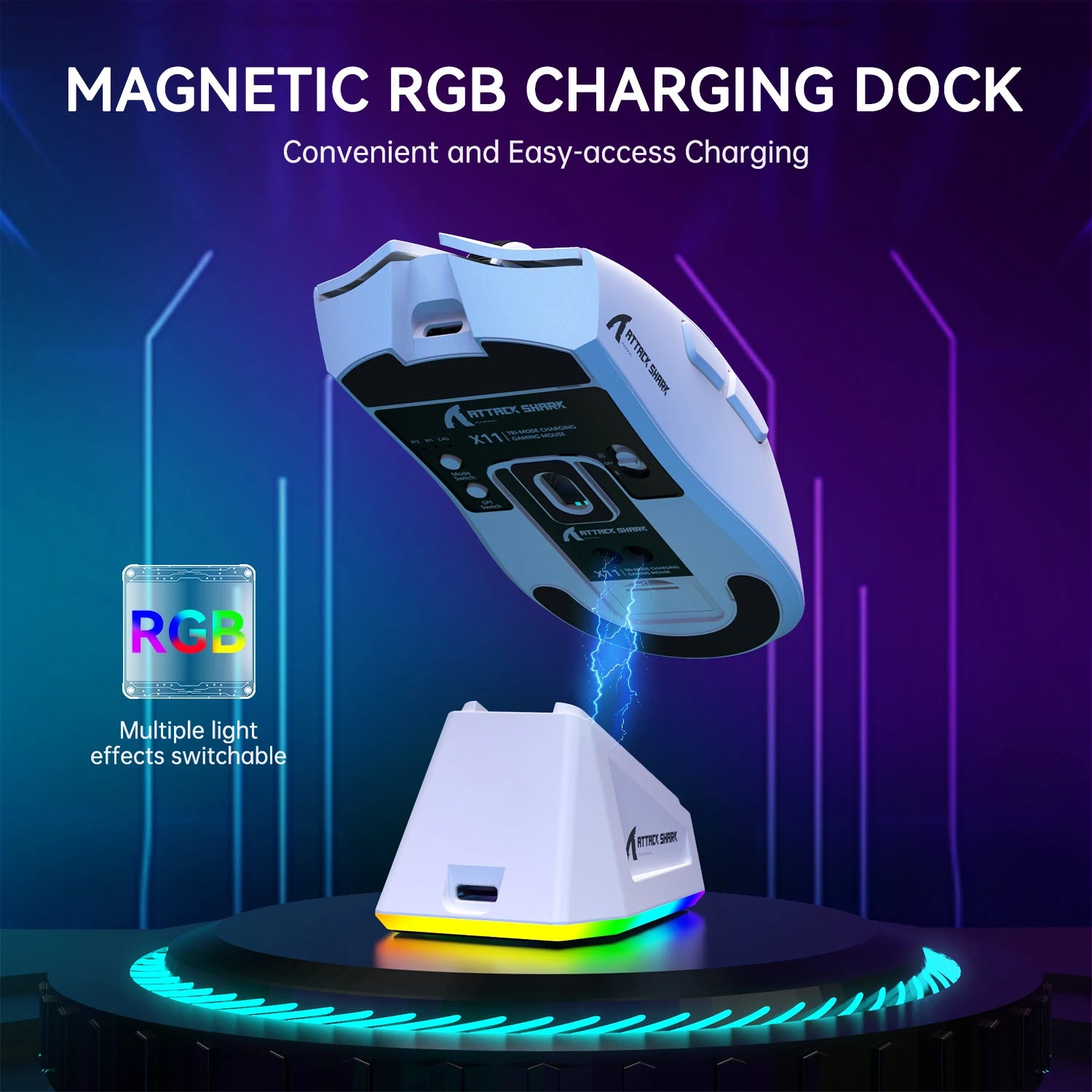 Lightweight Wireless Gaming Mouse with RGB Lighting
