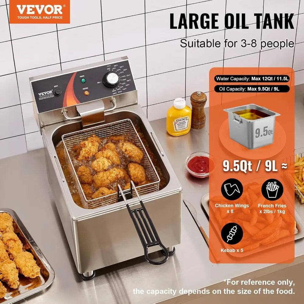 Commercial Electric Deep Fryer 11.5L – 1750W Countertop