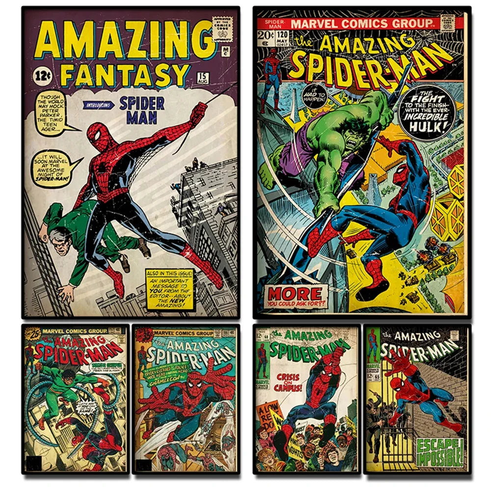 Spider Hero Canvas Wall Art Poster for Kids Rooms