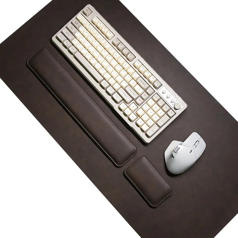Waterproof PU Leather Desk Mat Set with Wrist Support