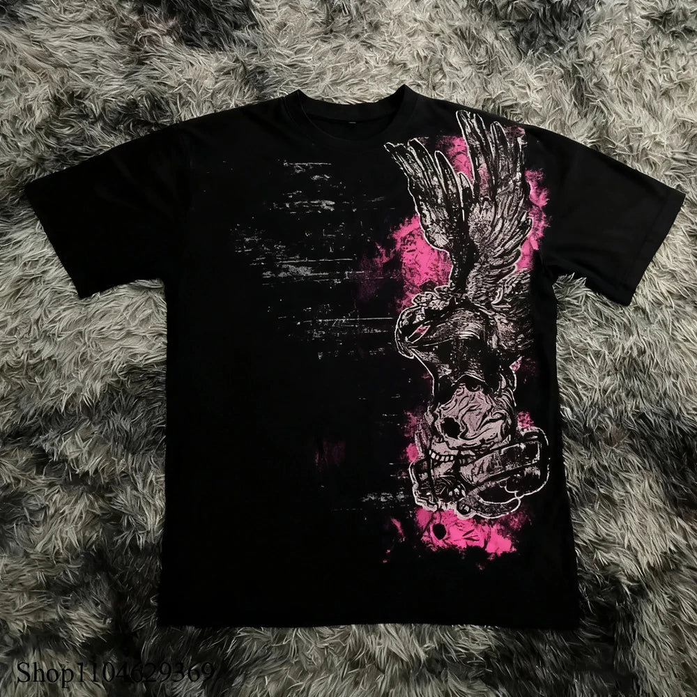 Y2K Gothic Oversized T-Shirt With Applique Detail