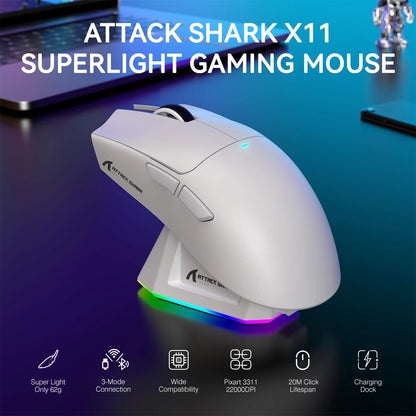 Lightweight Wireless Gaming Mouse with RGB Lighting