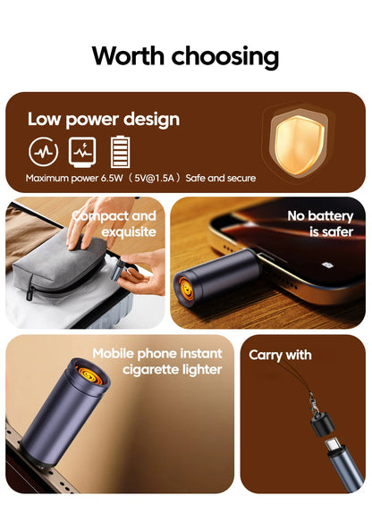 Type-C Electric USB Cigarette Lighter – Windproof Mini