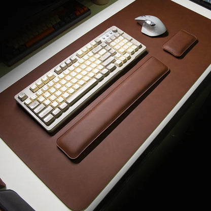 Waterproof PU Leather Desk Mat Set with Wrist Support