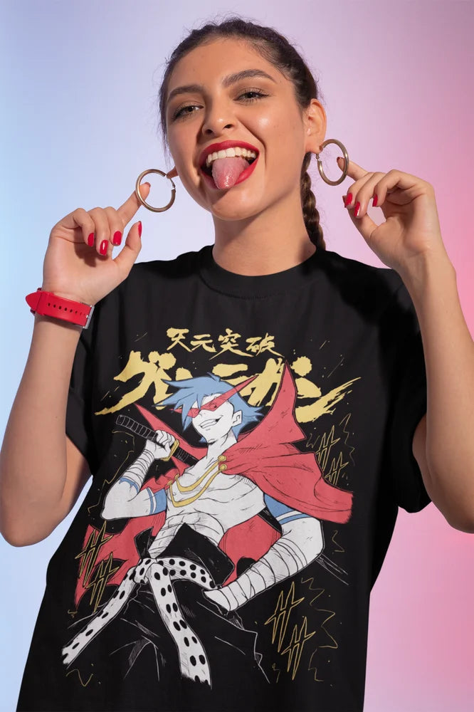 Gurren Lagann Anime T-Shirt – Kamina Graphic Tee - 𝖁𝖎𝖛𝖆𝖈𝖊