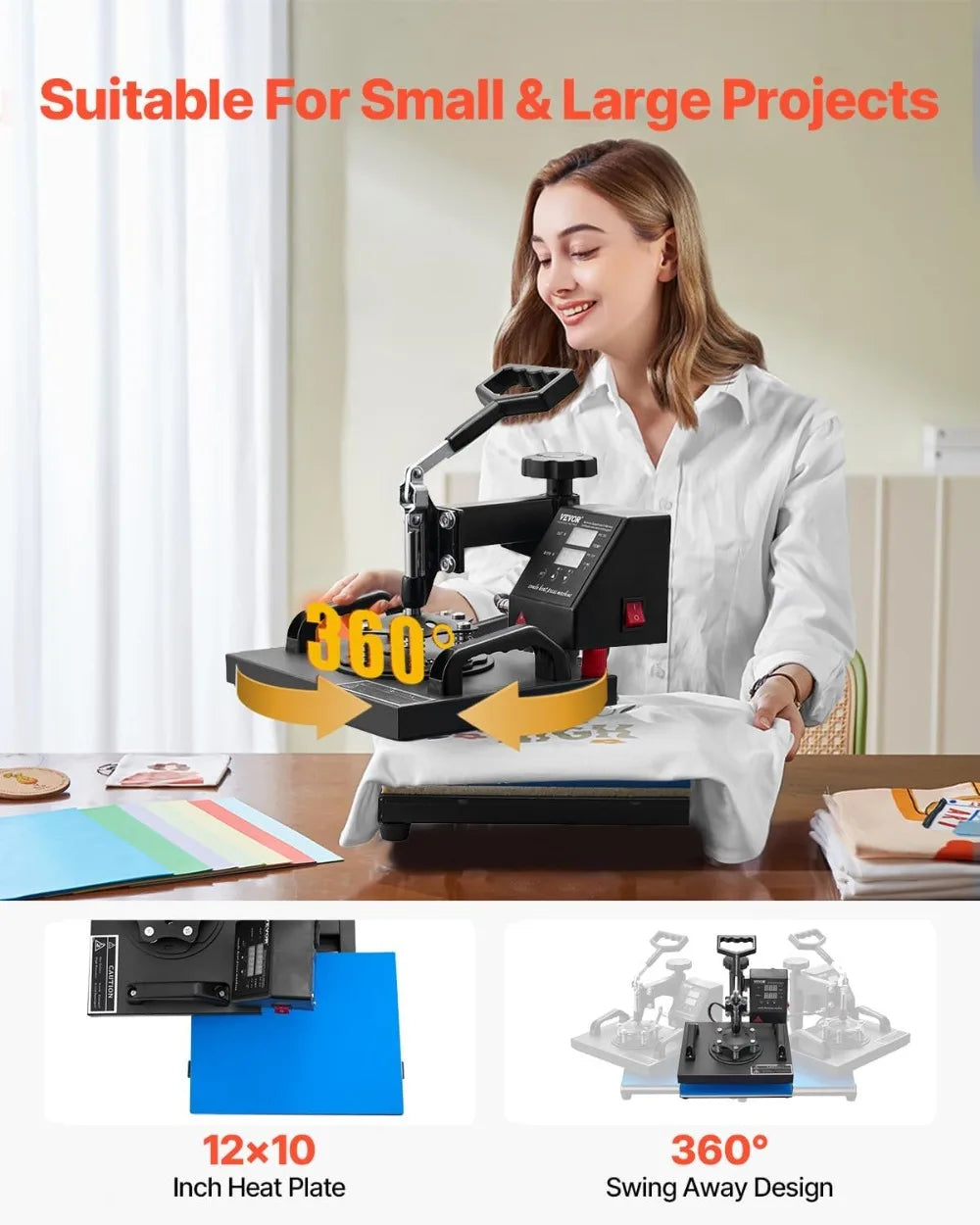 12x10 in Clamshell Heat Press – Digital 650W Machine