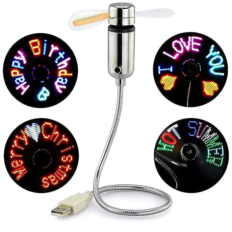 USB Programmable LED Message Fan With Flexible Neck