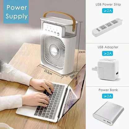 3-in-1 Portable Air Cooler Fan with Humidifier & LED Light - 𝖁𝖎𝖛𝖆𝖈𝖊