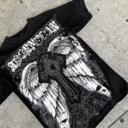 Y2K Gothic Graphic Oversized T-Shirt Cotton Blend Top
