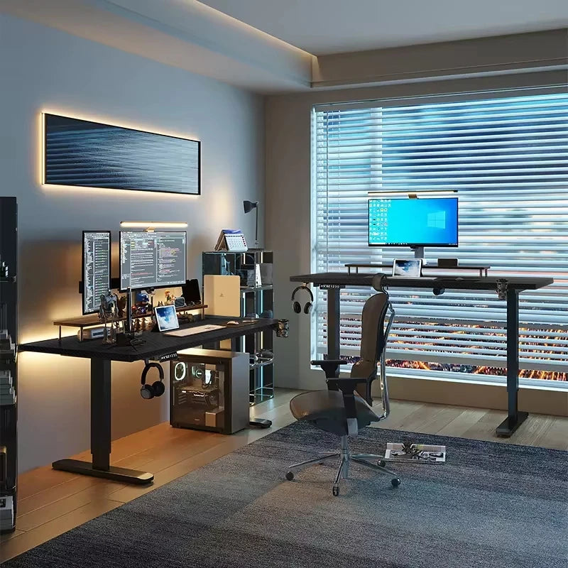 Electric Standing Desk Workstation With Cup & Headphone Hook