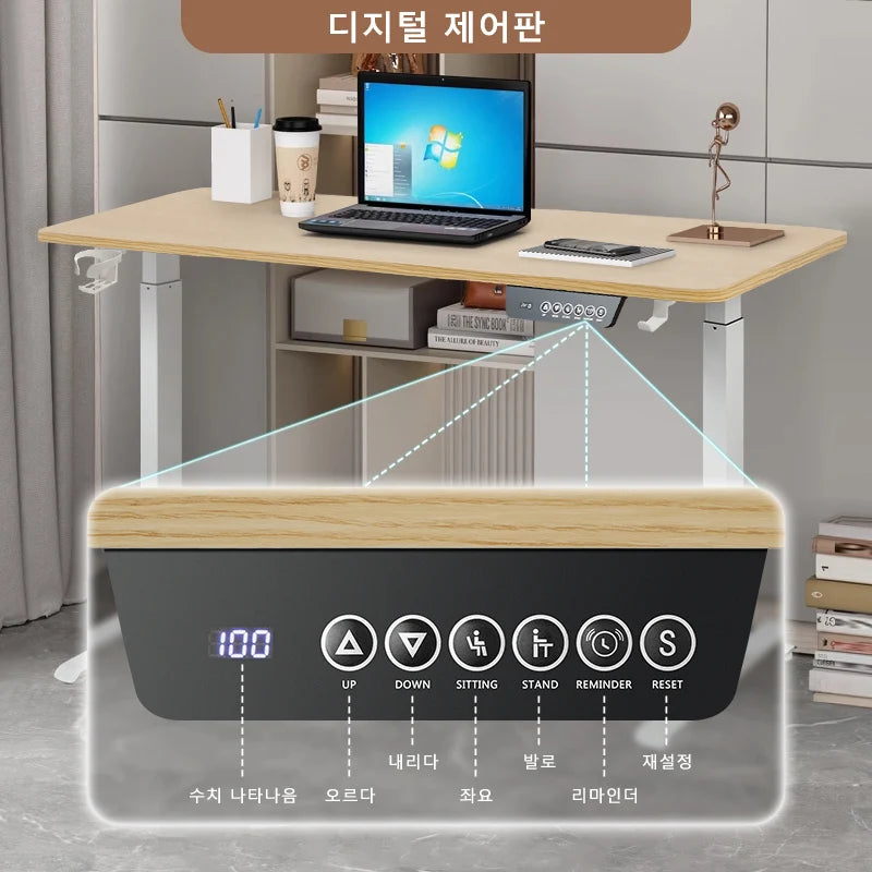 Electric Standing Desk Workstation With Cup & Headphone Hook