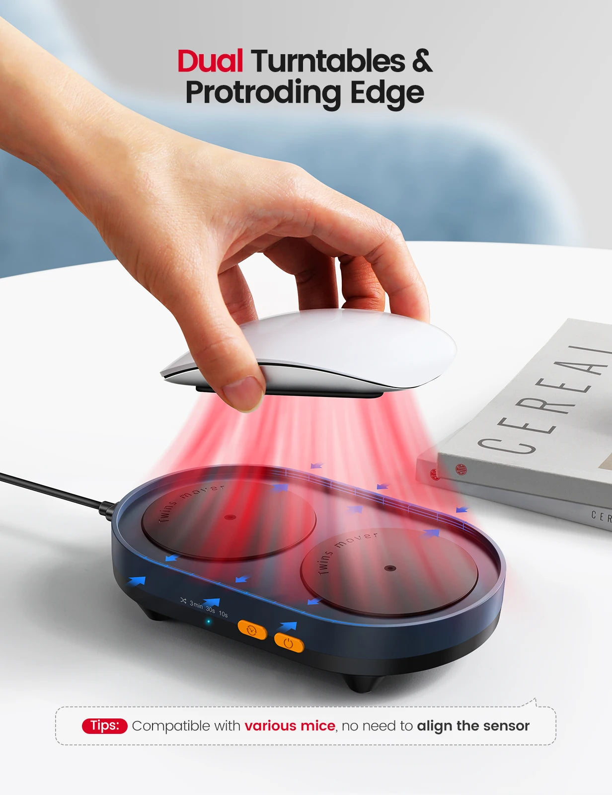 Dual Turntable Mouse Jiggler – Adjustable, Silent, Undetectable
