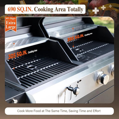 Dual Fuel Charcoal and Gas Grill Combo with Side Burner